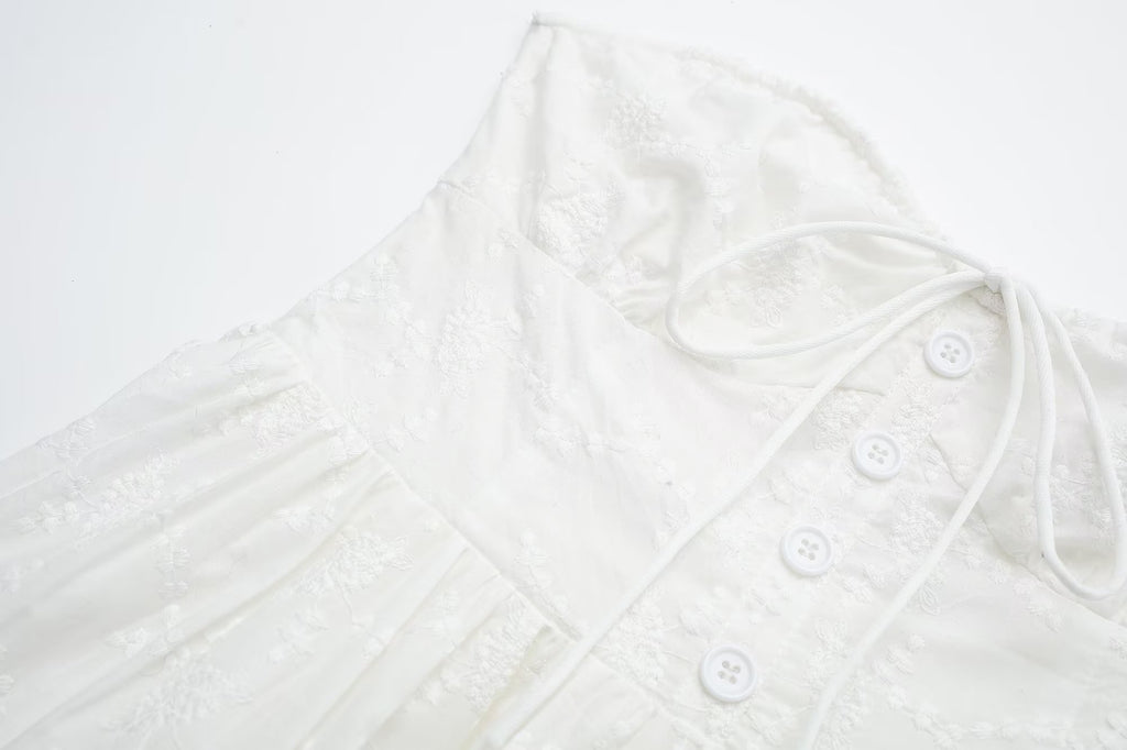 Women's White Square-Neck Midi Dress