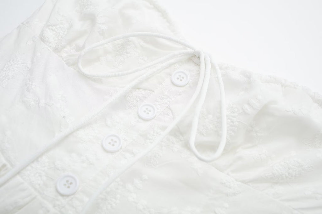 Women's White Square-Neck Midi Dress