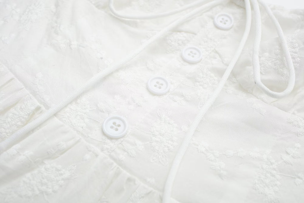 Women's White Square-Neck Midi Dress