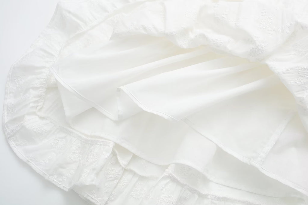 Women's White Square-Neck Midi Dress