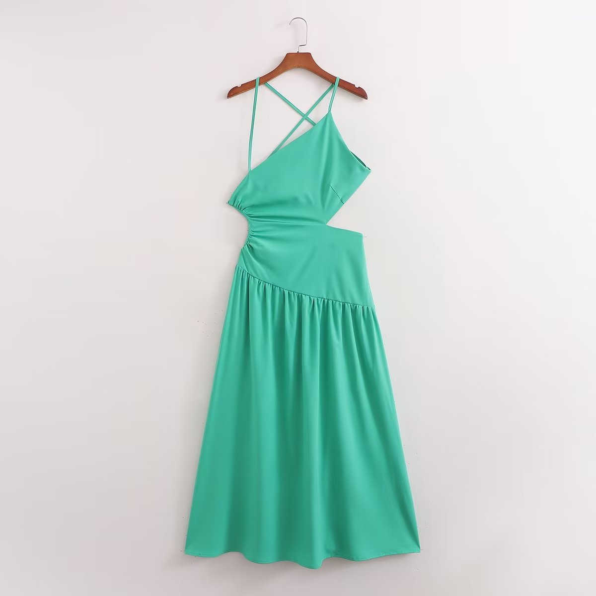 Women's High-Waist Cutout Strap Midi Dress