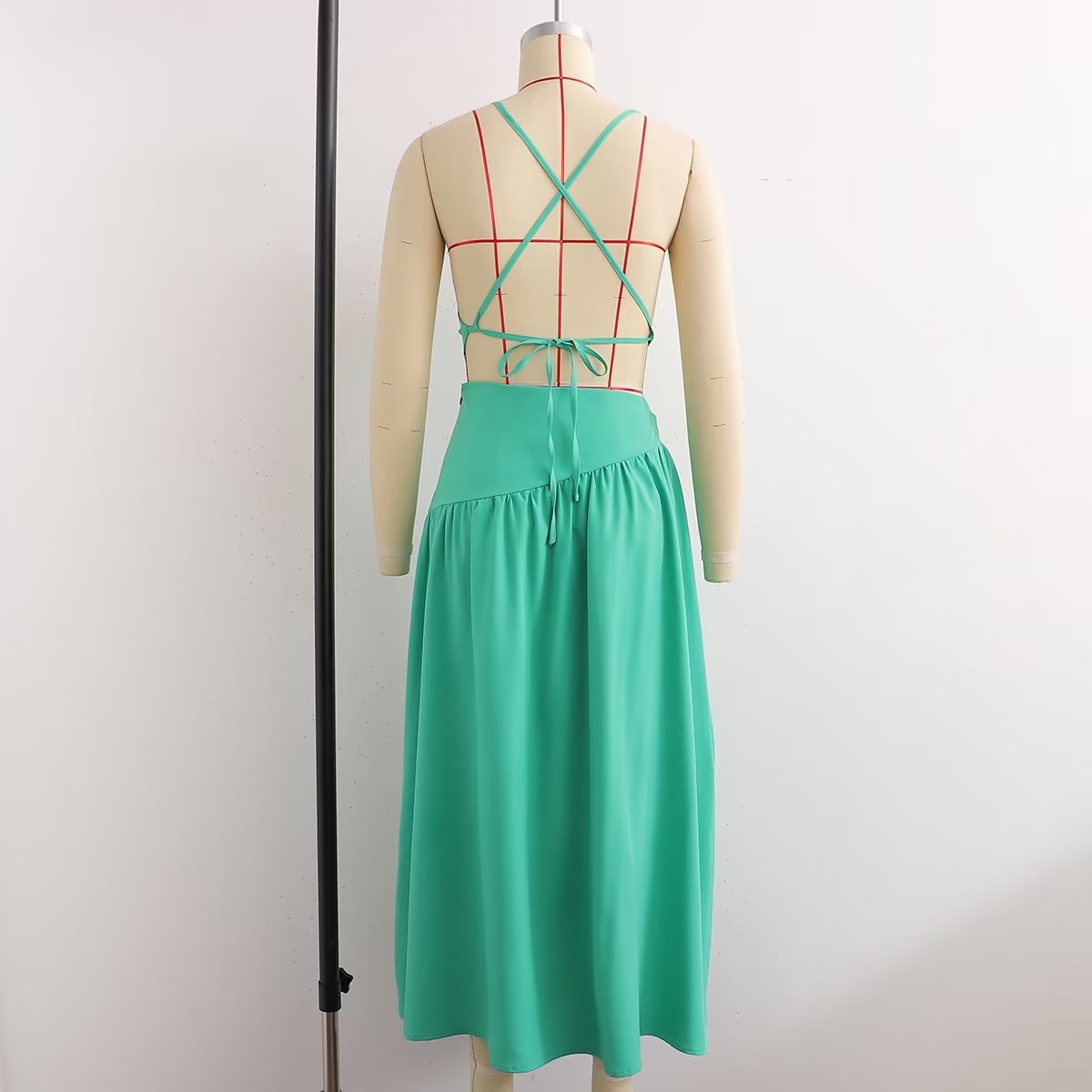 Women's High-Waist Cutout Strap Midi Dress