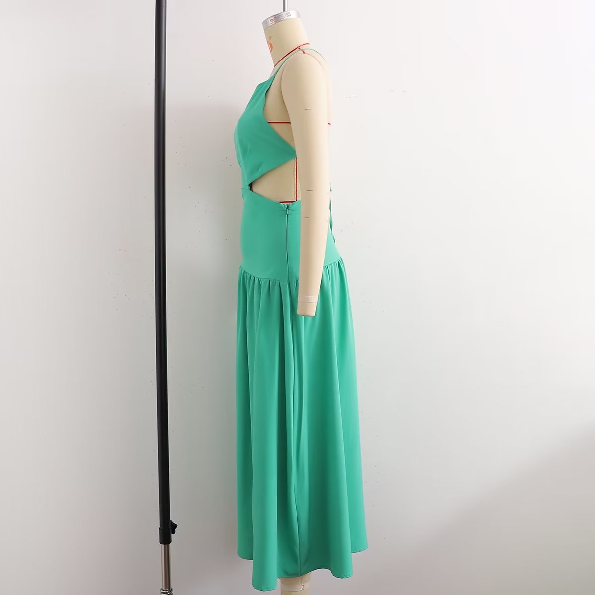 Women's High-Waist Cutout Strap Midi Dress