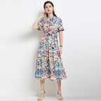 Floral Belted A-Line Maxi Dress