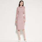 Collared Belted Lace Shirt Dress