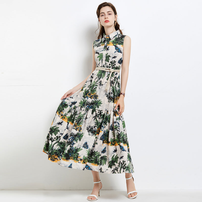 Sleeveless Belted Shirt Dress