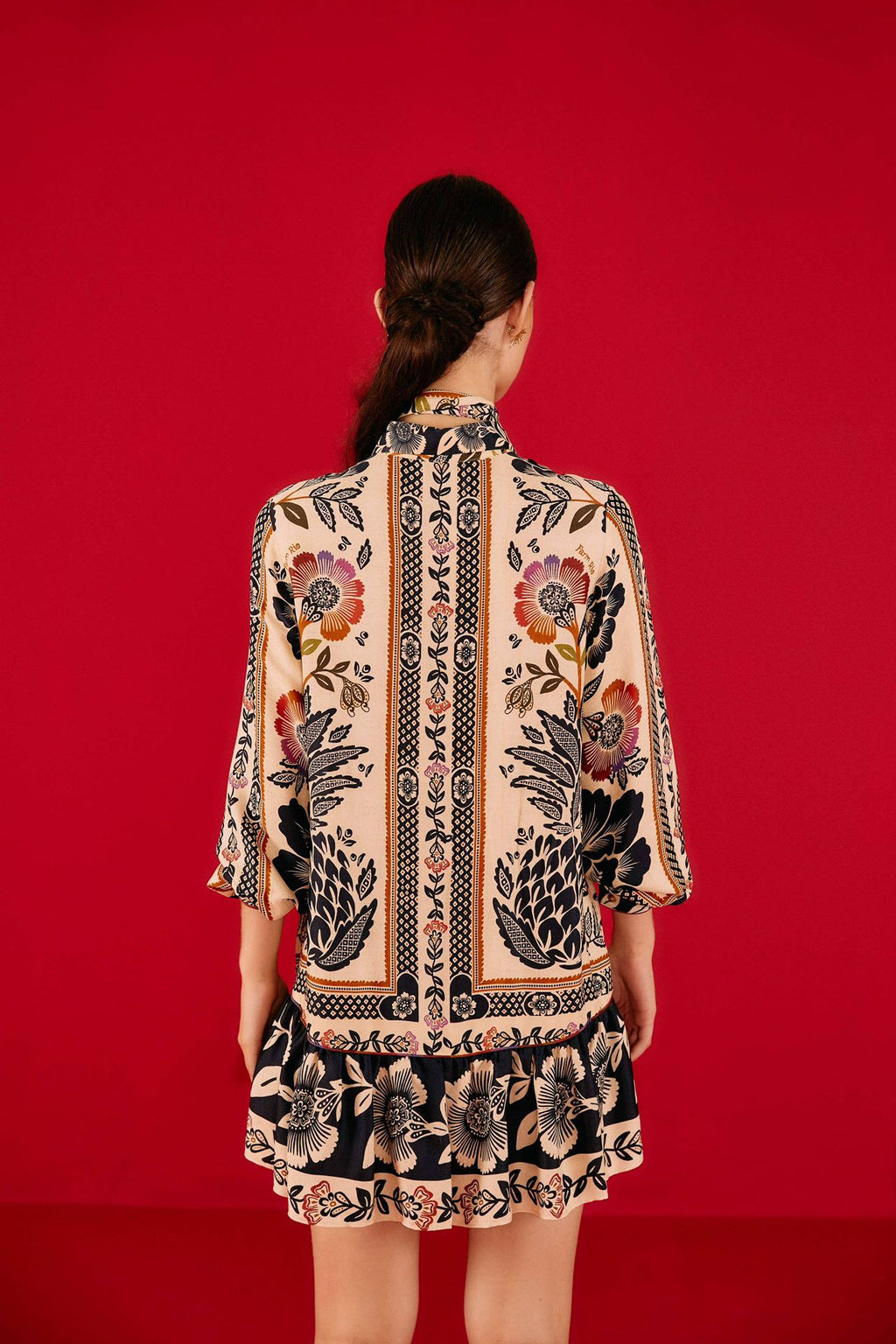 Colored Printing Shirt Long-Sleeve Dress
