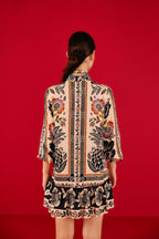 Colored Printing Shirt Long-Sleeve Dress