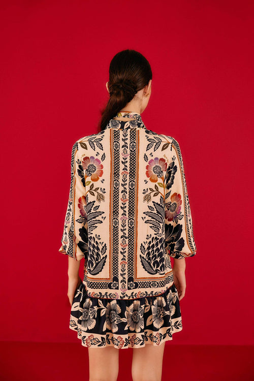 Women Clothing Positioning Colored Printing Shirt Long Sleeve Dress