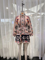 Colored Printing Shirt Long-Sleeve Dress