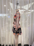 Colored Printing Shirt Long-Sleeve Dress