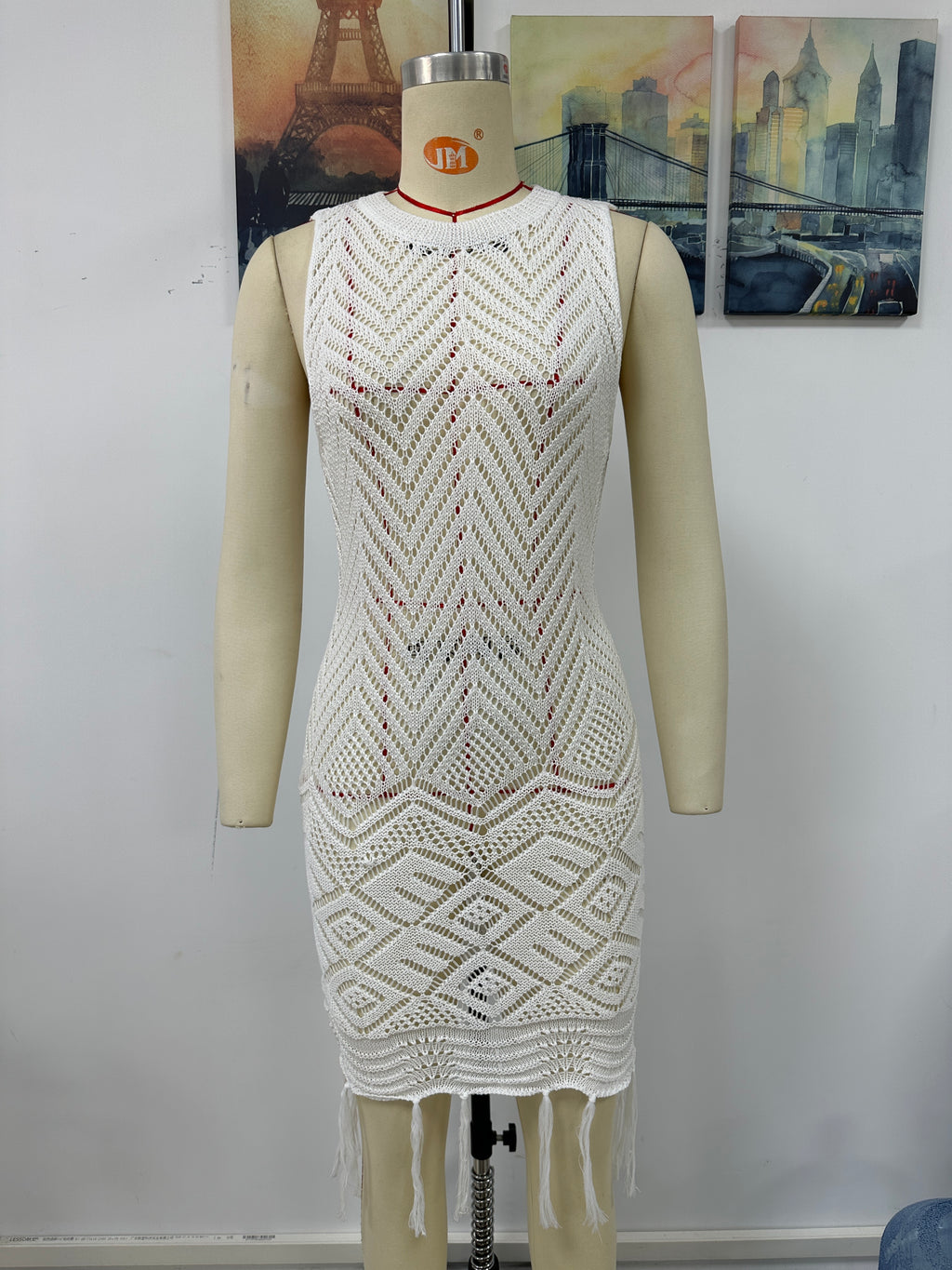 Women's Spring Summer Dress Tassel Hollow Out Cutout Women Knitwear