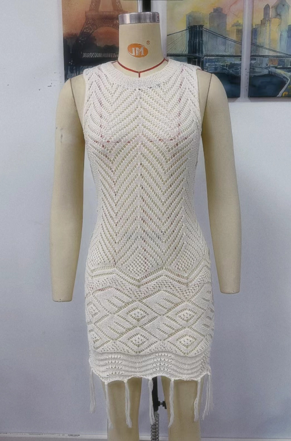 Women's Spring Summer Dress Tassel Hollow Out Cutout Women Knitwear