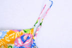 Summer Small Fresh V-Neck Yellow Printings Pleated Dress for