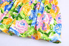 Summer Small Fresh V-Neck Yellow Printings Pleated Dress for