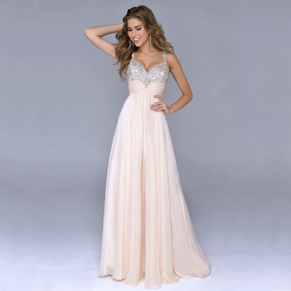 Popular Evening Chiffon Sequin Sling Dress