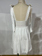 Sundress Shoulder Lace-up Solid Color Short Dress Shoulder Bow Tie Strap