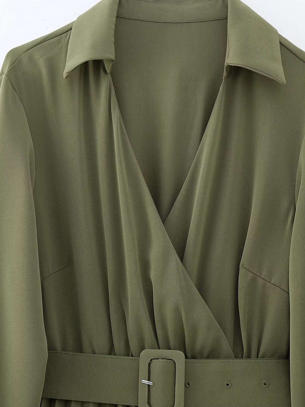 Winter V-Neck Belt Pleated Dress