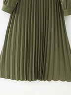 Winter V-Neck Belt Pleated Dress