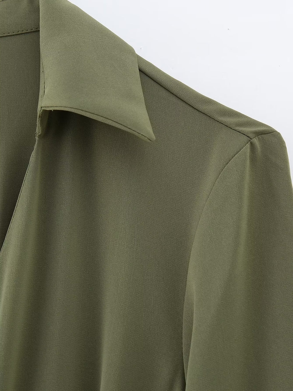 Winter V-Neck Belt Pleated Dress