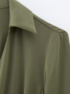 Winter V-Neck Belt Pleated Dress