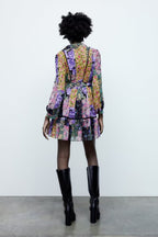 Printed Short Version with Belt Shirt Dress