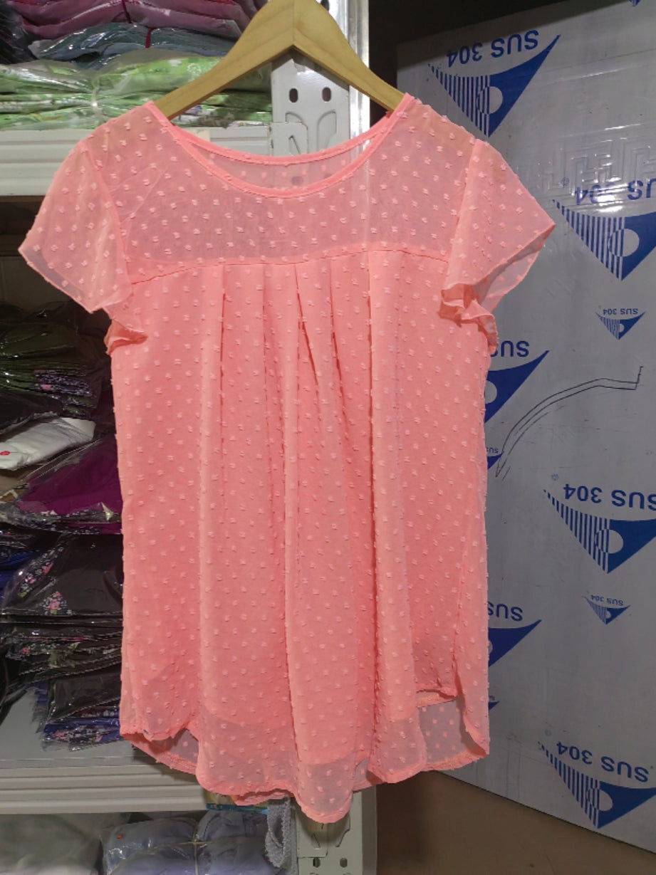 Women's Summer Flying Sleeves Chiffon Shirt Round Neck Dovetail Top T Shirt