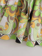 Vintage Printed V-Neck Midi Dress