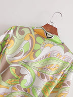 Vintage Printed V-Neck Midi Dress