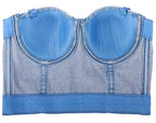 's Boning Corset Denim Camisole 's Short Slim Fit Backless Base