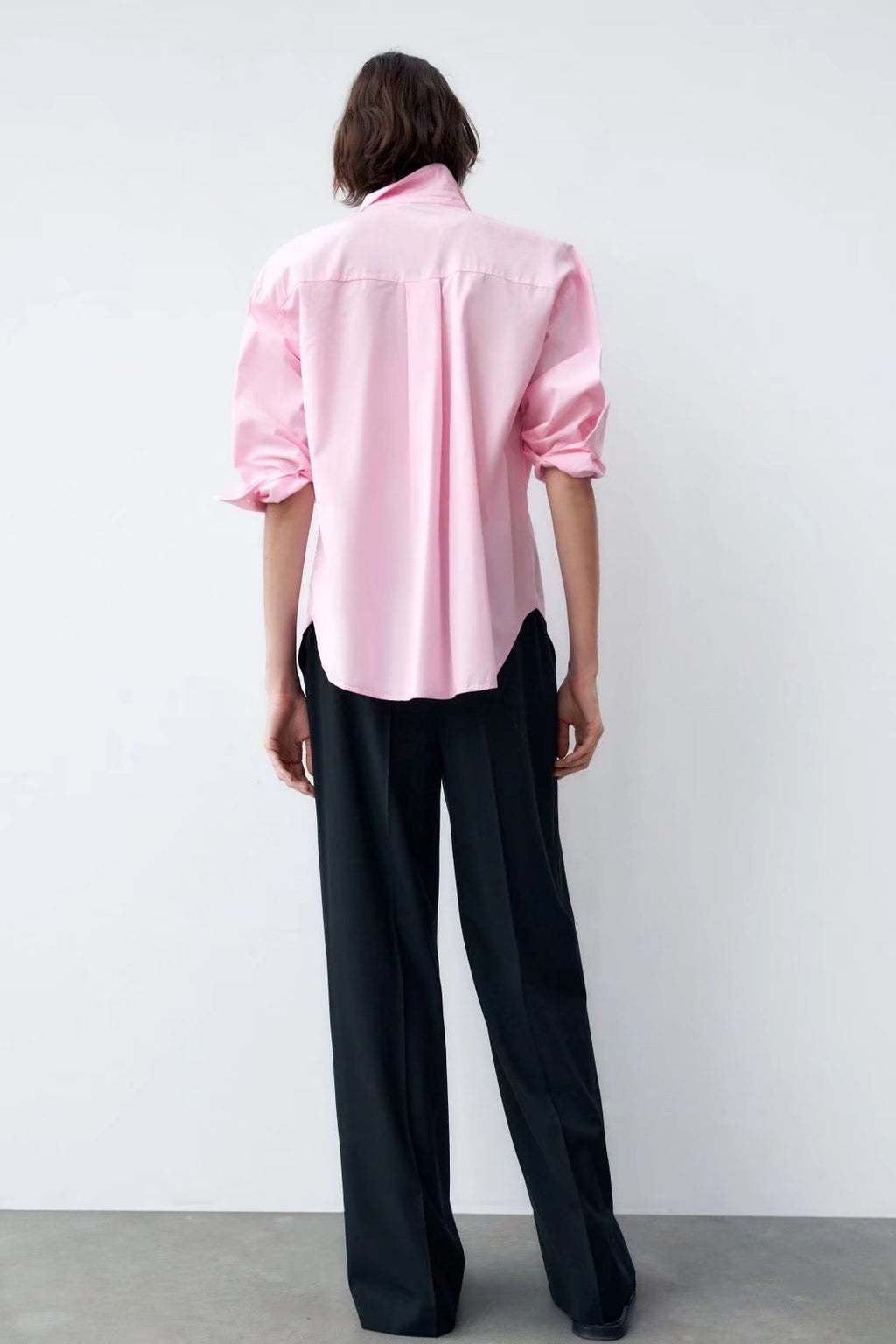 Women's Spring Fall Women Clothing Office Casual Solid Pink Green Shirt