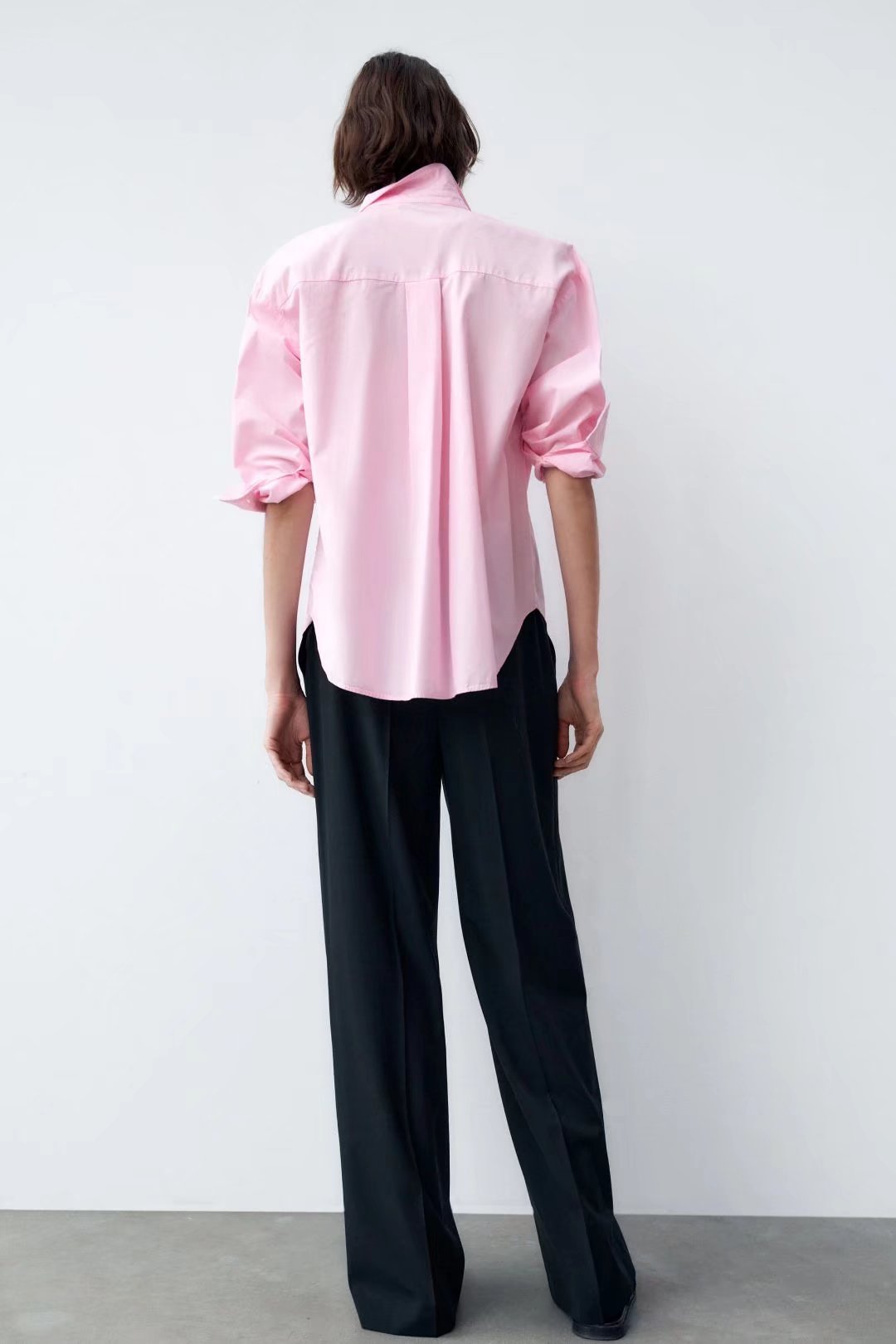 Women's Spring Fall Women Clothing Office Casual Solid Pink Green Shirt