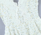 Ruffle-Sleeve Lace Embroidered Tiered Dress