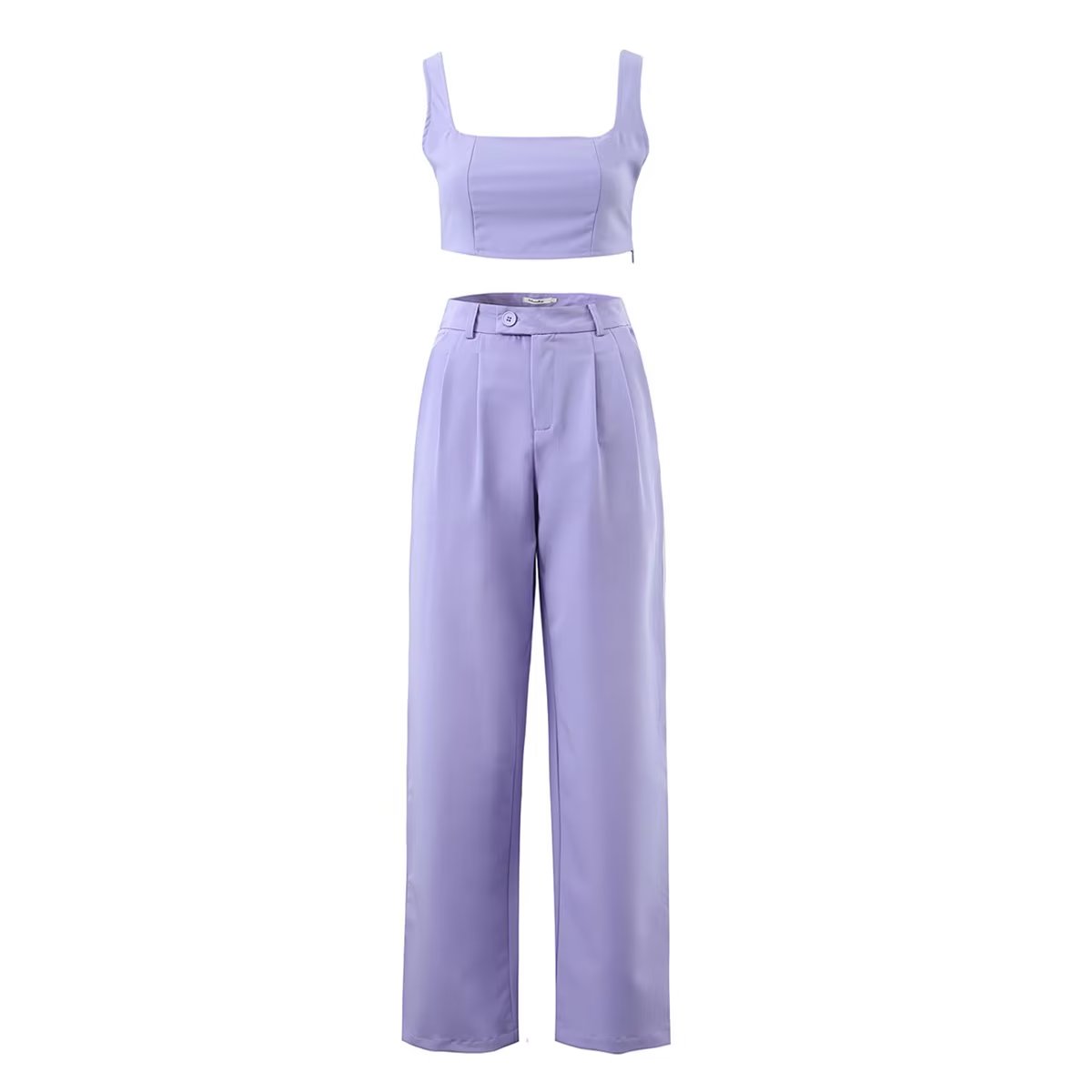 Winter Short Small Tank Top High Waist Buckle Casual Pants Suit Set