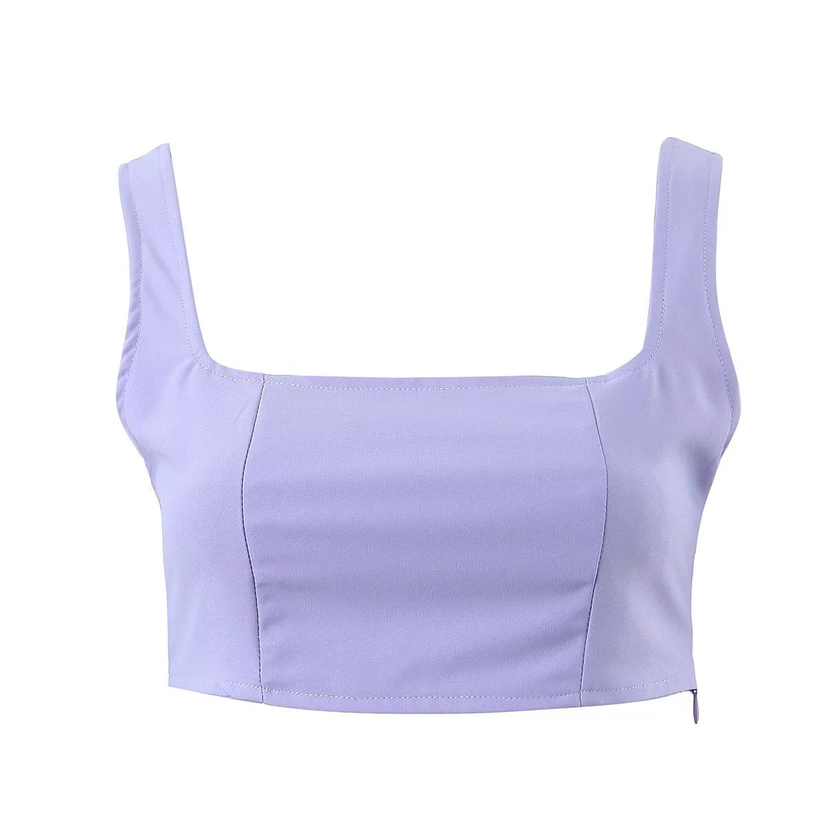 Winter Short Small Tank Top High Waist Buckle Casual Pants Suit Set