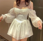 Women's White Tulle Halter A-Line Mini Dress