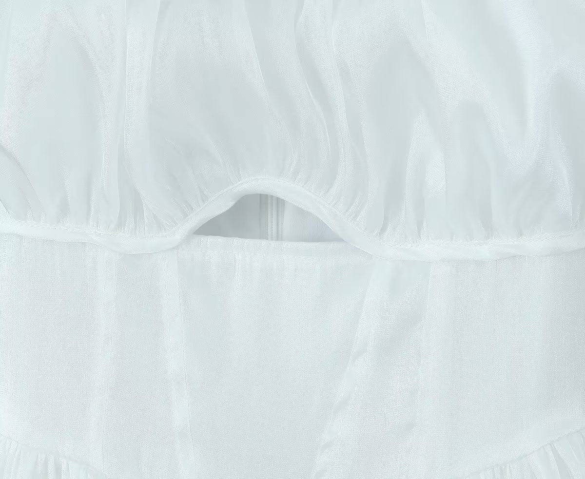 Women's White Tulle Halter A-Line Mini Dress
