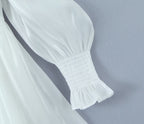Women's White Tulle Halter A-Line Mini Dress
