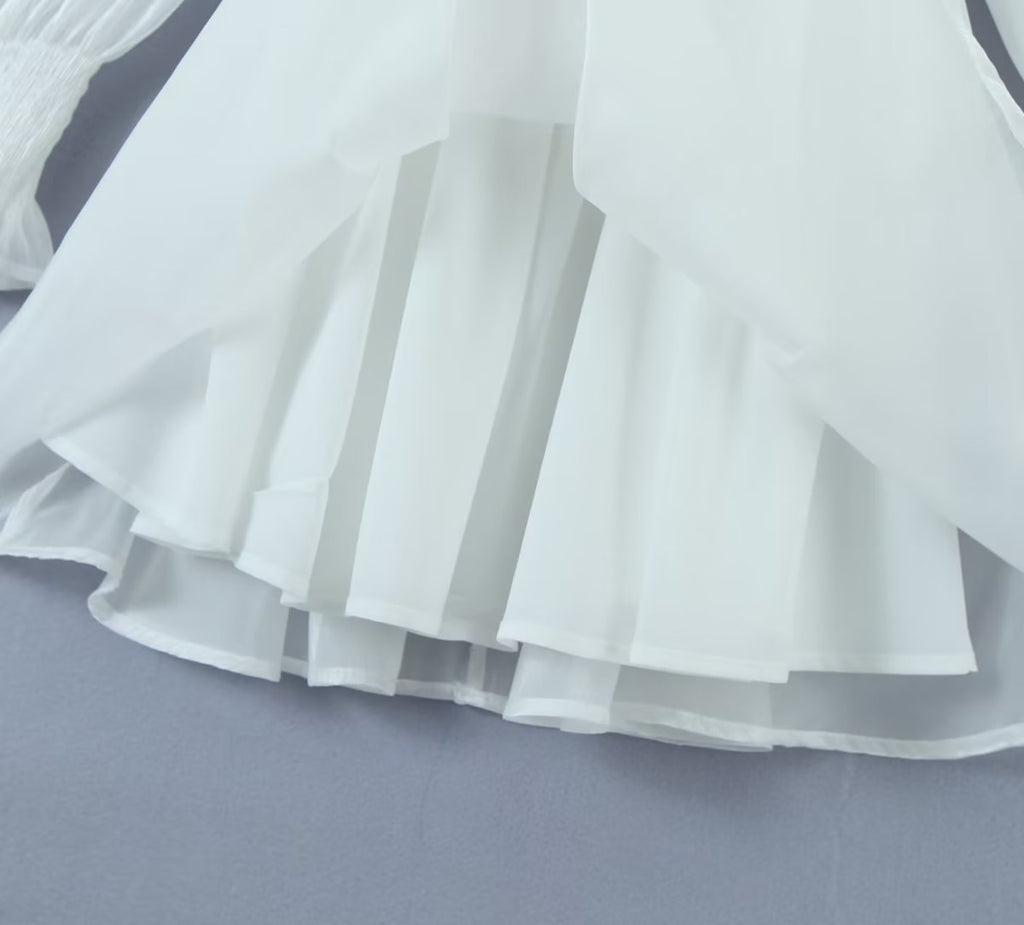 Women's White Tulle Halter A-Line Mini Dress