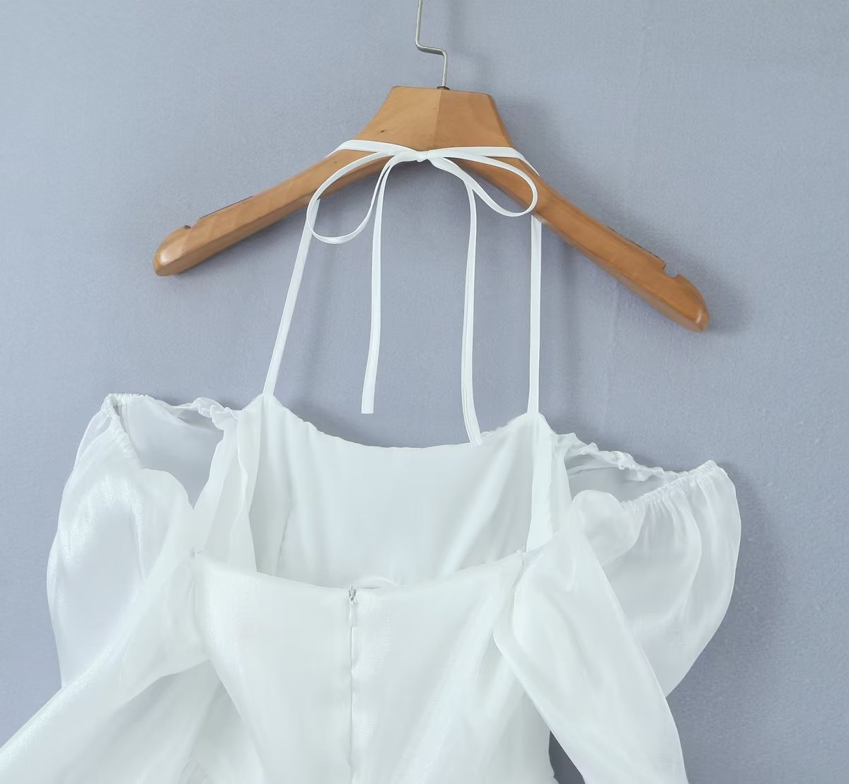 Women's White Tulle Halter A-Line Mini Dress