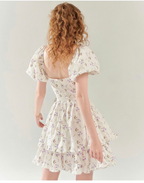 Women's Off-Shoulder Ruffle Puff-Sleeve Mini Dress