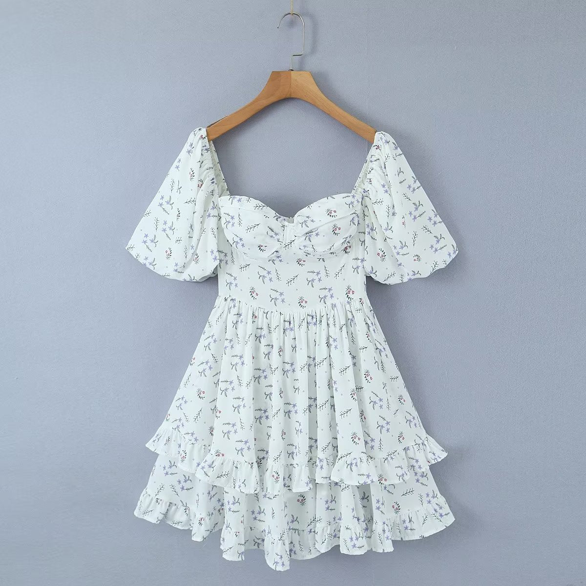 Women's Off-Shoulder Ruffle Puff-Sleeve Mini Dress