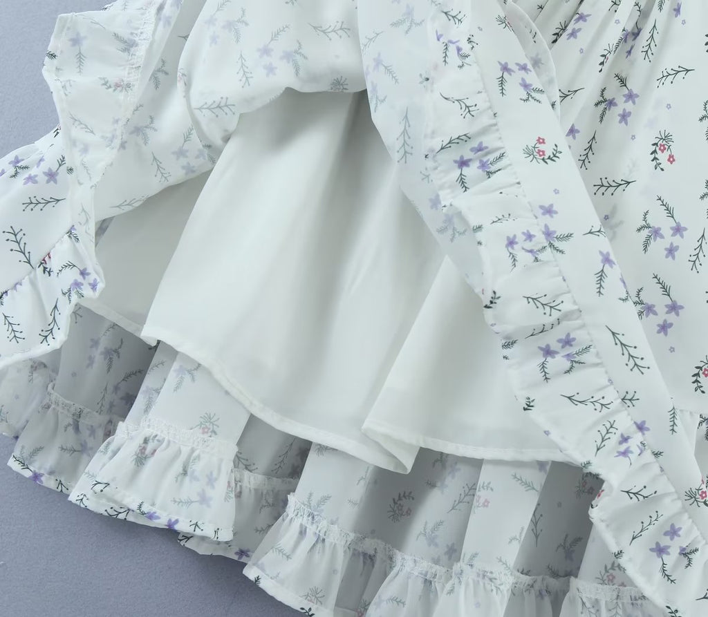 Women's Off-Shoulder Ruffle Puff-Sleeve Mini Dress
