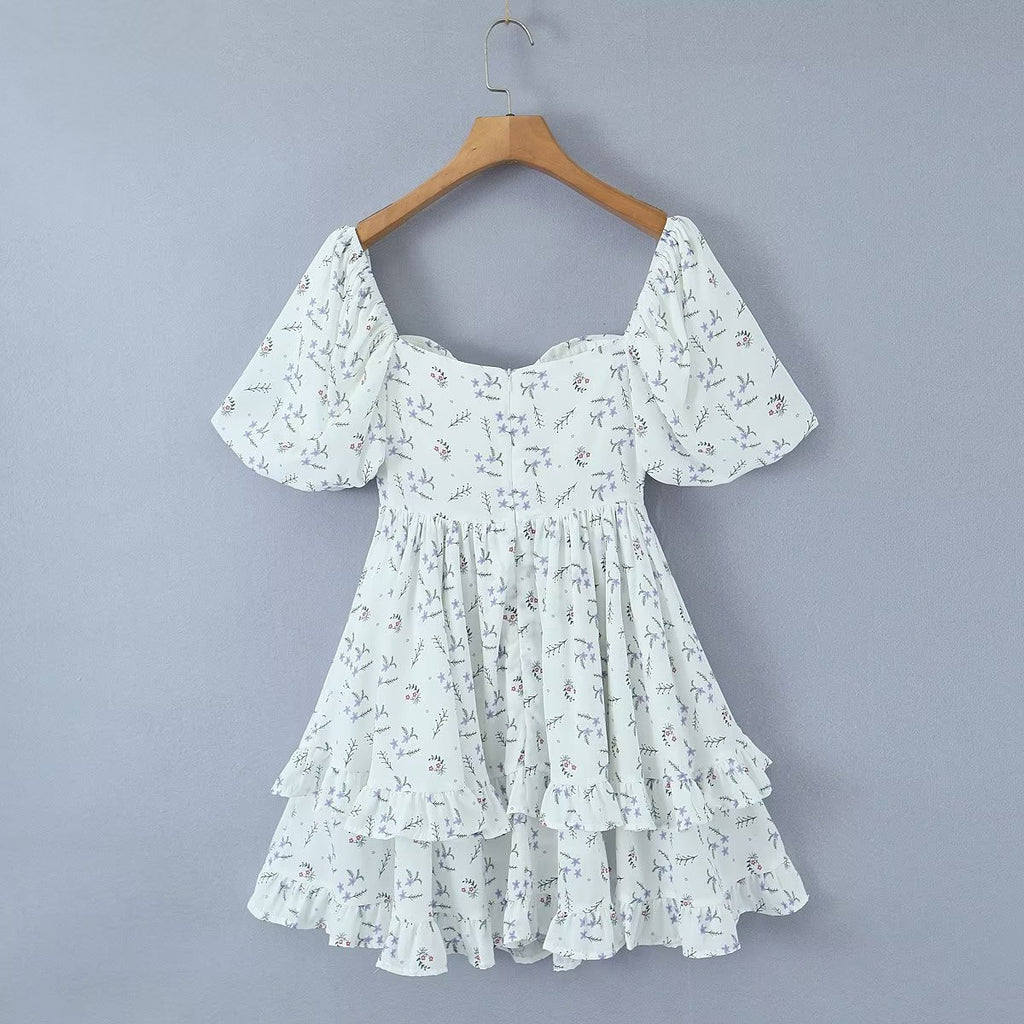 Women's Off-Shoulder Ruffle Puff-Sleeve Mini Dress