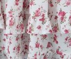 Pink Print Puff-Sleeve Waist Dress