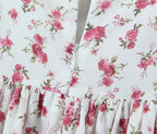 Pink Print Puff-Sleeve Waist Dress