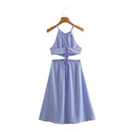 Women's Halter Cropped Outfit Strap Casual Dress