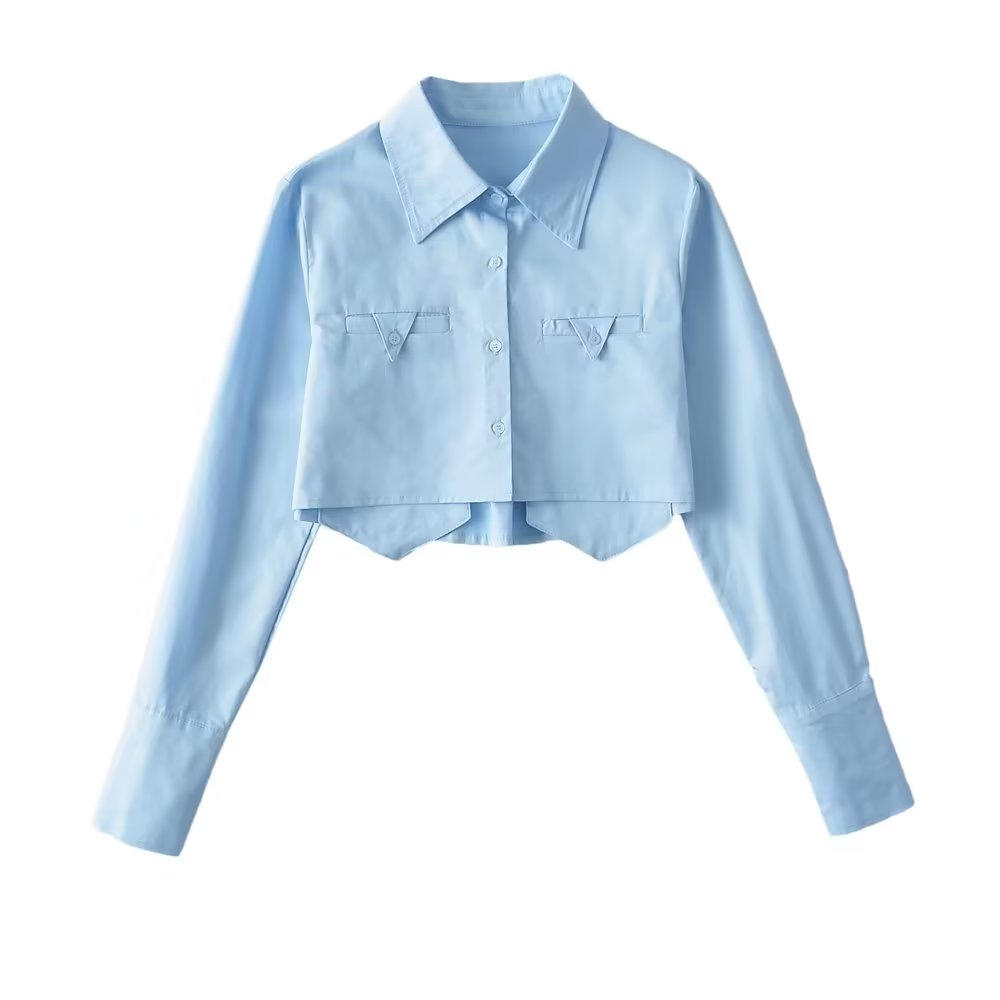 Women's Trendy Street Short Shirt Women Autumn Irregular Asymmetric High Waist Cropped Top