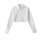Women's Trendy Street Short Shirt Women Autumn Irregular Asymmetric High Waist Cropped Top