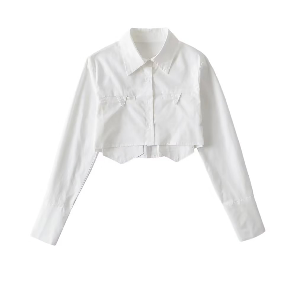 Women's Trendy Street Short Shirt Women Autumn Irregular Asymmetric High Waist Cropped Top